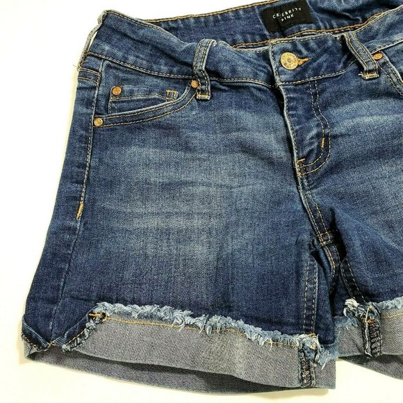 Stretch Denim Jean Shorts Mid Rise N33-0578PM - Picture 3 of 7